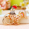 Mixed Jeweled Rooster and Hen Keychains in Four Pictured Constructions view 4