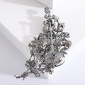 Crystal Flower Bouquet Brooch Black Multicolor Leaf Pin view 3