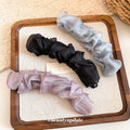 Ruched Sheer Fabric Banana Hair Clips Black Purple Blue-Gray view 2