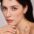 Gold Multicolor Baguette Glass Stone Ear Cuffs Beaded Edge view 1