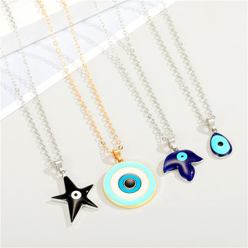 Gold Tone Shaped Evil Eye Pendant Necklaces in Four Designs