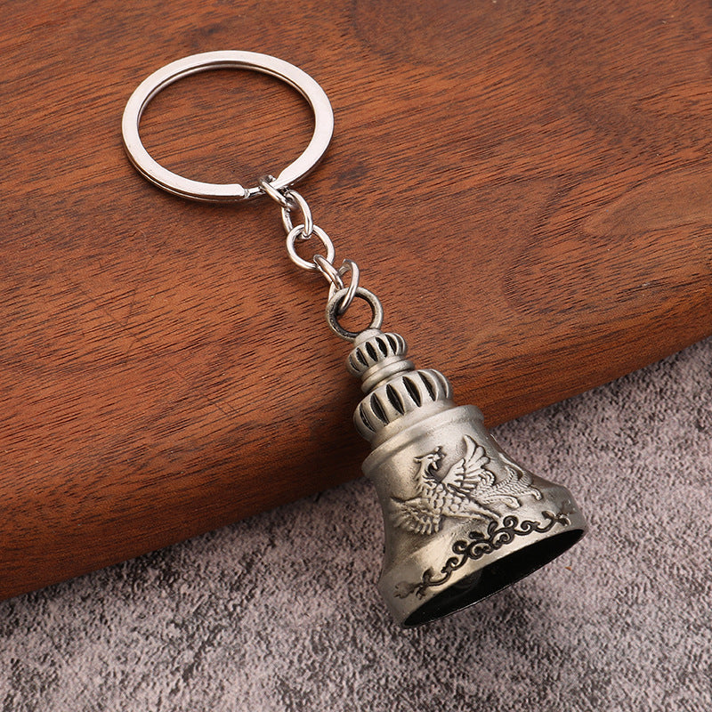 Vintage Bell Metal Keychain Hand Bell Charm for Travel Souvenirs
