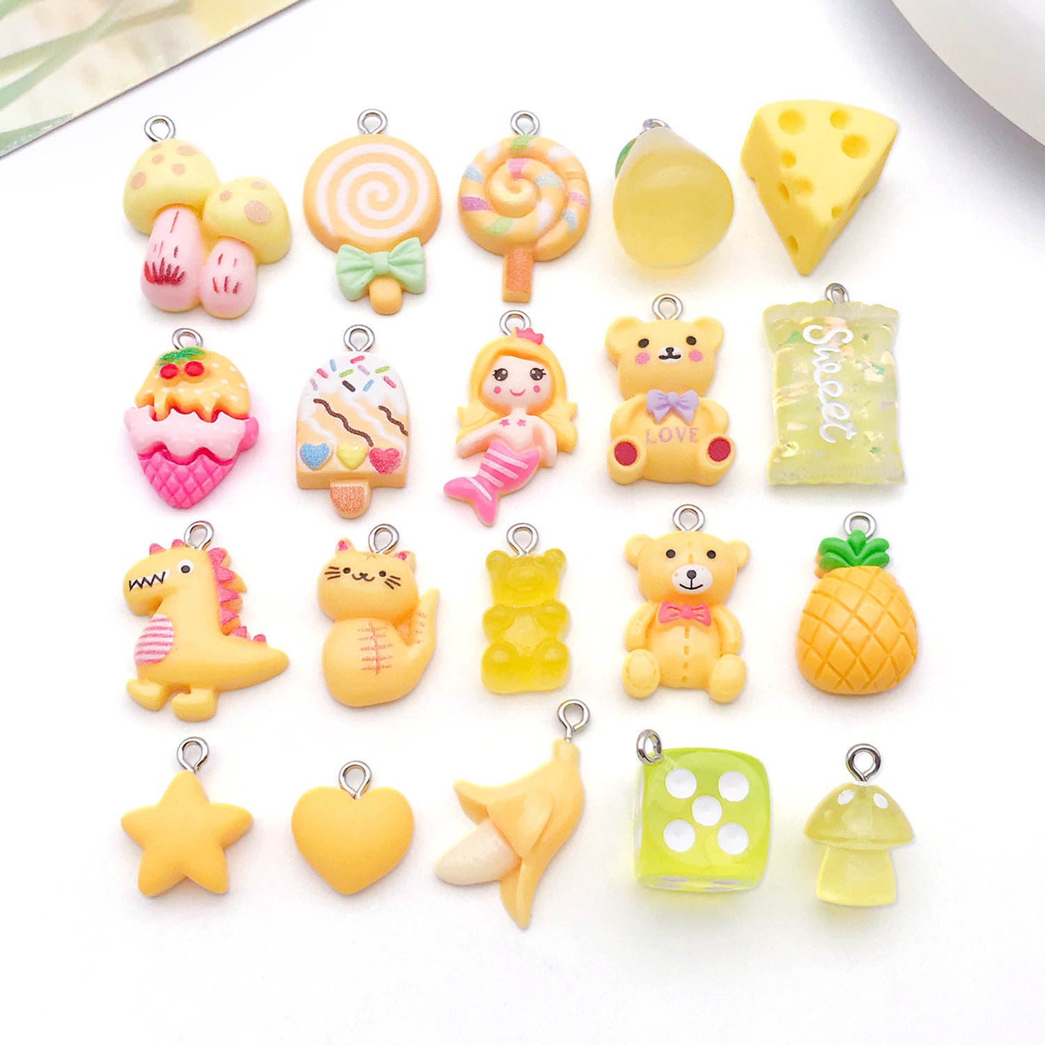 Resin Lollipop Heart Five Point Star Bear Charm Pendants for DIY Bracelet Necklace