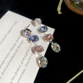 Silver Crystal Teardrop Necklace Multicolor Drop Earrings 3 Styles view 7