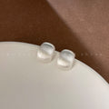 Brushed Rounded Square Stud Earrings In Gold And Silver Tone view 6
