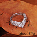 Silver Tone V Shape Baguette Clear CZ Contour Ring Sizes 6-10 view 4