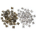 Four-Petal Metal Bead Caps in Antique Silver and Bronze, 8mm view 1