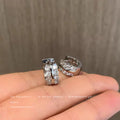 Silver Tone Double Row Clear Stone Huggie Hoop Earrings view 2