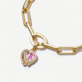 Round And Heart Glass Locket Chain Bracelets In Gold Tone Metal view 3
