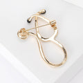 Loop Stethoscope Brooch In Metal With A Crystal-Lined Tube And Round Crystal Chestpiece view 4