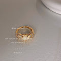 Gold Tone Clear Stone Heart Open Adjustable Rings In White And Blue view 3