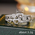 Open Heart And Round Cluster Ring In Polished Gold And Silver Tones view 4