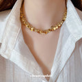 Gold Metal Heart Sequins Tassel Choker Necklace Adjustable view 3