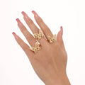 Gold Butterfly Zircon Open Ring Copper Adjustable Band view 4