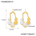 Pearl Cluster Chain Drop Earrings Gold Or Steel Studs view 7