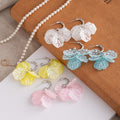 Four Color Crackle Petal Cluster Silver C Hoop Earrings view 3
