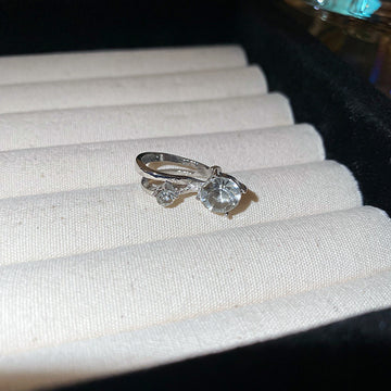 Silver Tone Double Crystal Ear Cuff With Clear Marquise Stones