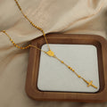 Gold Tone Beaded Rosary Style Cross Pendant Lariat Necklace view 2