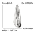 Polished Elongated Teardrop Brooch in Two Metal Tones view 6