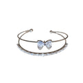 Double Band Bow Open Bangle In Iridescent Gold Gold Or Silver Tone view 5