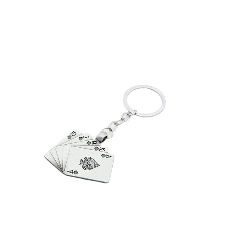 Creative Playing Card Alloy Keychain Lucky Card Pendant