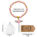 Winged Cross Bead Stretch Bracelets Six Colors Gold Spacers view 2