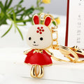 Enamel Princess Dress Rabbit Keychains in Three Pictured Colors view 8