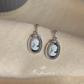 Silver-Tone Oval Cameo Lady Portrait Drop Earrings view 4