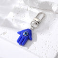 Silver Tone Resin Hamsa Evil Eye Clip Keychains in Nine Colors view 2