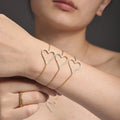 Open Heart Zircon Necklace Bracelet And Herringbone Chain Set view 2