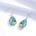 Hummingbird Print Teardrop Dangle Earrings with Fishhook Wires, Silver-Tone Brass view 3