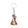 Skeleton Wedding Couple Wood Keychain Red Rose Charm view 5