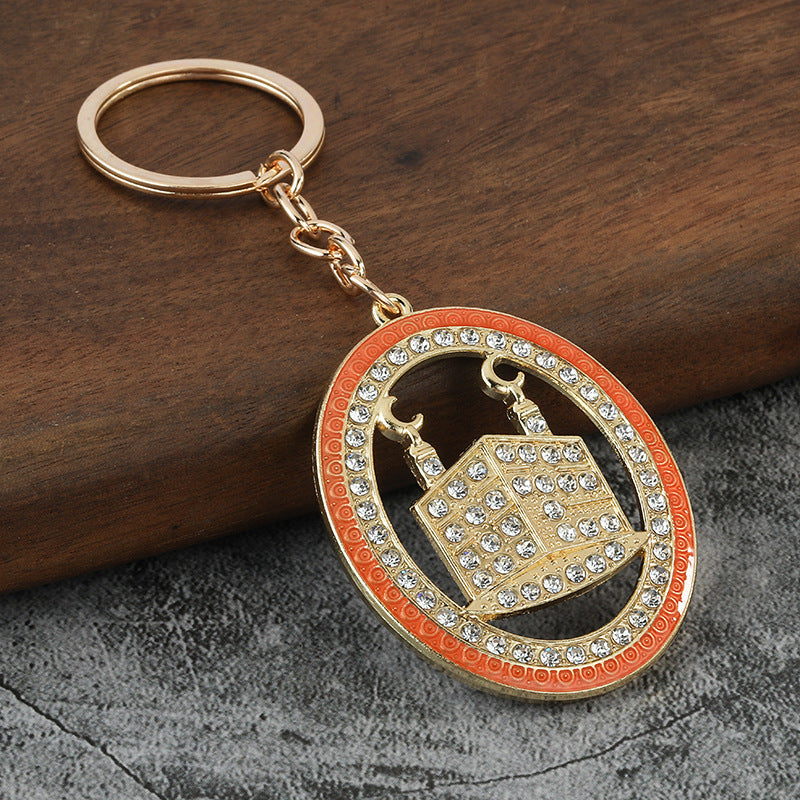 Moon Festival Gold Tone Rhinestone Keychain Arabic Style Bag Charm
