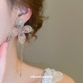 Pink Wire Mesh Flower Chain Drop Earrings Jewelry Accessory view 4