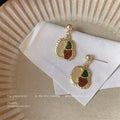 Matte Gold Abstract Enamel Art Panel Drop Earrings Pair view 3