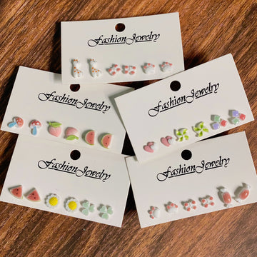 Fruit Nature and Animal Mini Stud Earring Three Pair Sets