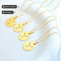 Abstract Face Oval Disc Pendant Necklace Gold Rose Gold view 2