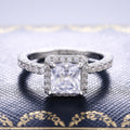Square Center Stone Pavé Half Band Ring In Silver Tone view 3