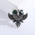 Vintage Owl Brooch with Faceted Eyes in Silver and Bronze Tones view 3