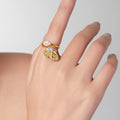 Gold Zircon Butterfly Open Ring Teardrop Accent Free Size view 3