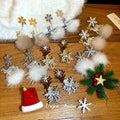 Snowflake Reindeer And Pom Pom Holiday Drop Earrings view 1