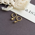 Petite Gold Heart Charm Small Huggie Dangle Earrings view 3