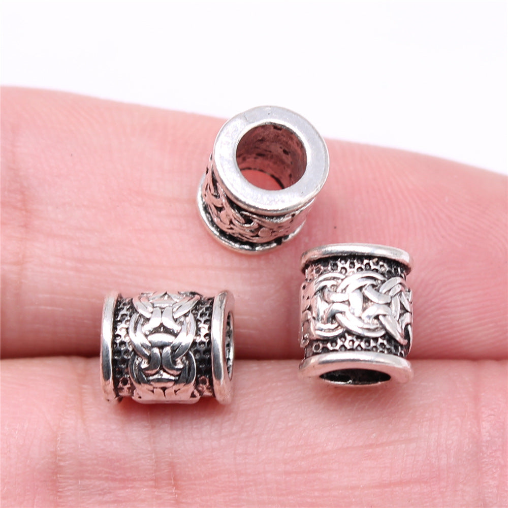 9x9x8mm 1.3g Antique Silver Zinc Alloy Round Large Hole Loose Metal Beads for Bracelet Jewelry Making