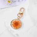 Round Pressed Daisy Resin Keychains Gold Lobster Clip 9 Colors view 6