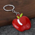 Glossy Red Apple Strawberry Fruit Charm Keychain With Silver Key Ring view 4
