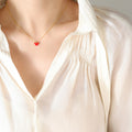 Gold Tone Red Heart Pendant Necklace Cable Chain Clavicle Style view 6