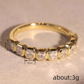 Gold Tone Square Bezel Clear CZ Half Eternity Band Sizes 6-10 view 4