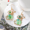 Green Resin Dried Flower Drop Earrings Gold Tone 8 Styles view 11