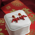 Five Red Horse and Lucky Message Festive Dangle Earrings view 7