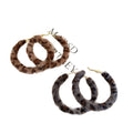 Brown Leopard Flocked Oversize Hoop Earrings with Gold Tone Hooks view 5